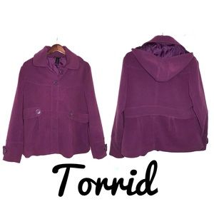💋TORRID HOODED FIT & FLARE WOOLEN JACKET XL (1)